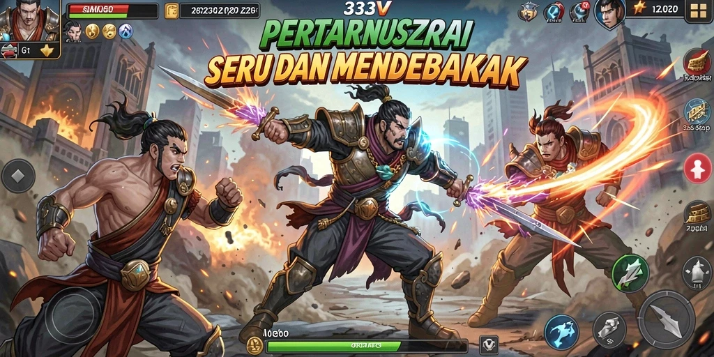 Tampilan gameplay 333V dengan pertempuran yang intens dan mendebarkan.