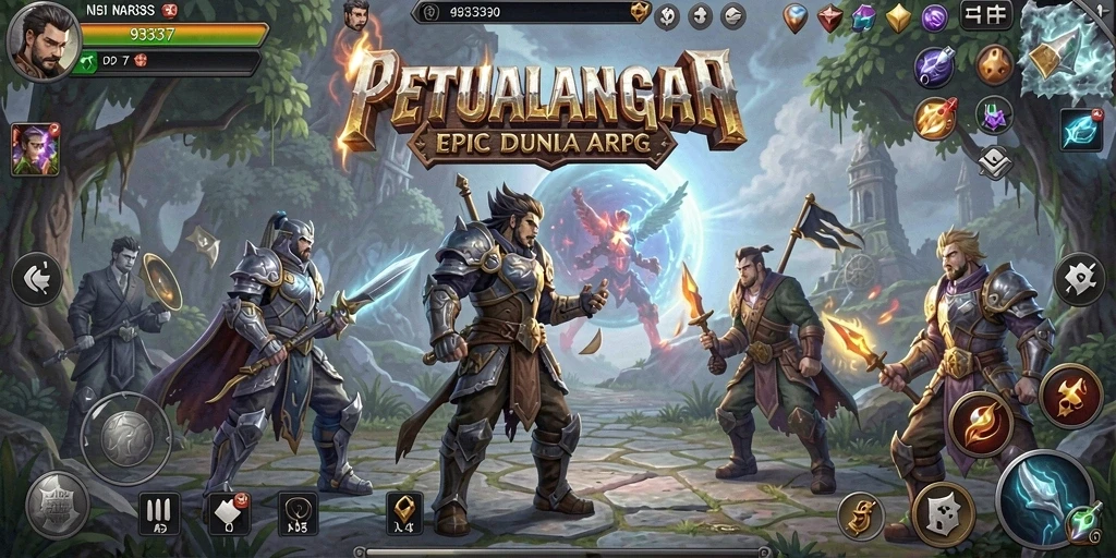 Screenshot menunjukkan pertarungan seru dalam game ARPG 93337.
