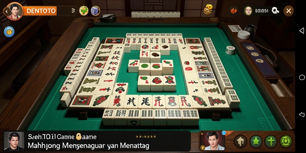 Screenshot DENTOTO menampilkan gameplay Mahjong yang menarik dan penuh warna.