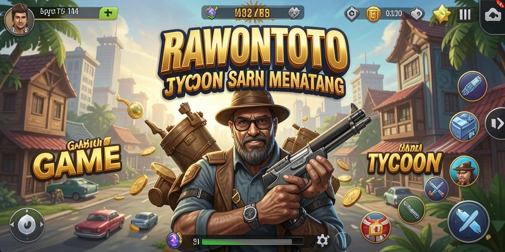 Screenshot gameplay RAWONTOTO menampilkan pengelolaan bisnis yang seru.