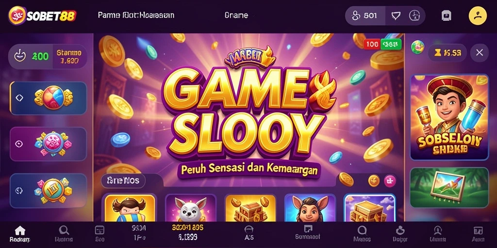 Tampilan gameplay slot SOBET88 dengan simbol dan fitur menarik.
