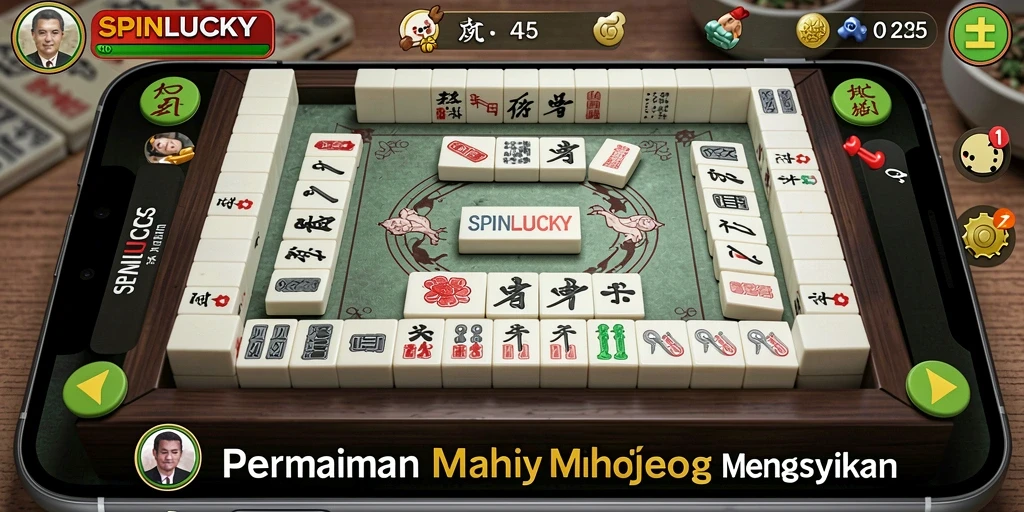 Screenshot game SPINLUCKY menampilkan format Mahjong yang memikat.