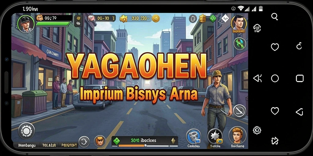 Screenshot gameplay YAGAOHEN menampilkan tindakan manajemen bisnis yang seru.